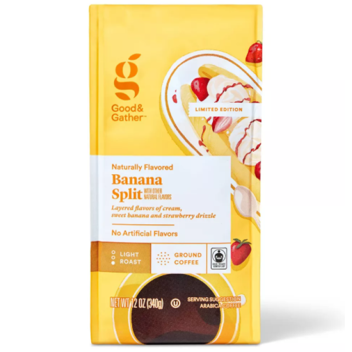 Banana Split Premium Flavored Ground Coffee 12oz (Light Roast)