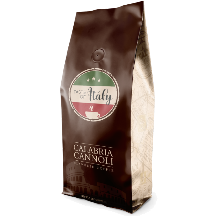 Taste of Italy Calabria Cannoli  Flavored Ground Coffee 1Lbs (Medium Roast)