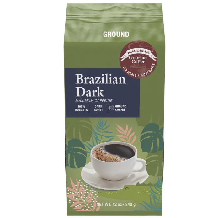 Marcella Brazilian Dark 100% Robusta Gourmet Ground Coffee 12oz