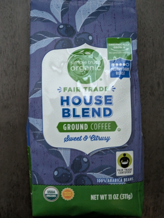 Organic House Blend Ground Coffee 11oz (Medium-Dark Roast)