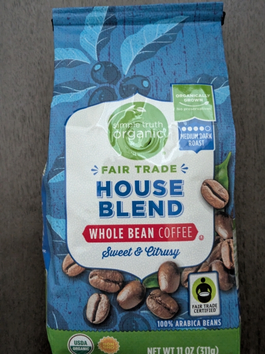 Organic HOUSE BLEND Whole Bean Coffee 11oz (Medium Dark Roast)