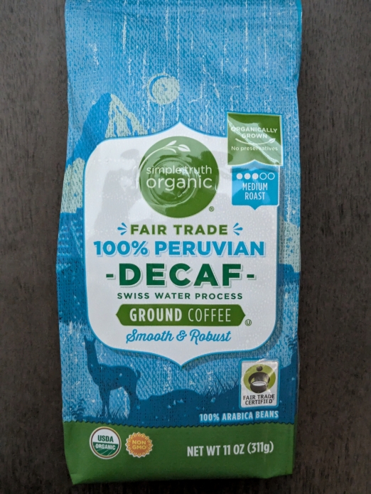 Organic DECAF 100% Peruvian Single Origin  Ground Coffee 11oz (Medium Roast)