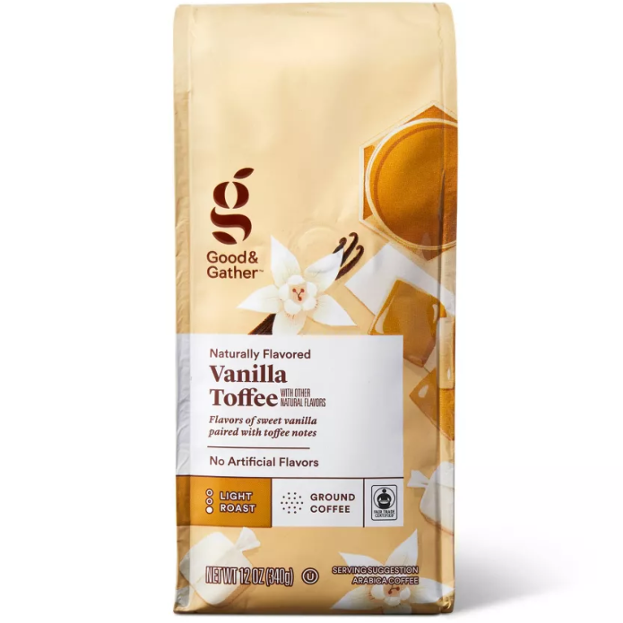Vanilla Toffee Premium Flavored Ground Coffee 12oz (Light Roast)